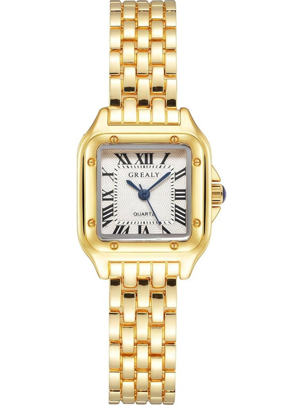 Women's Gold White Roman Dial Bangle Stainless Steel Ladies Fashion Wristwatch